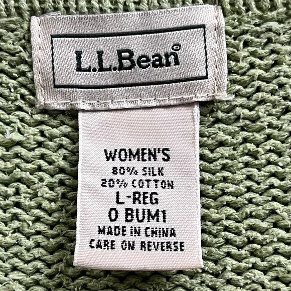 L.L. Bean Green Silk Blend Cardigan Sweater. Women's Size: L. - Picture 6 of 7